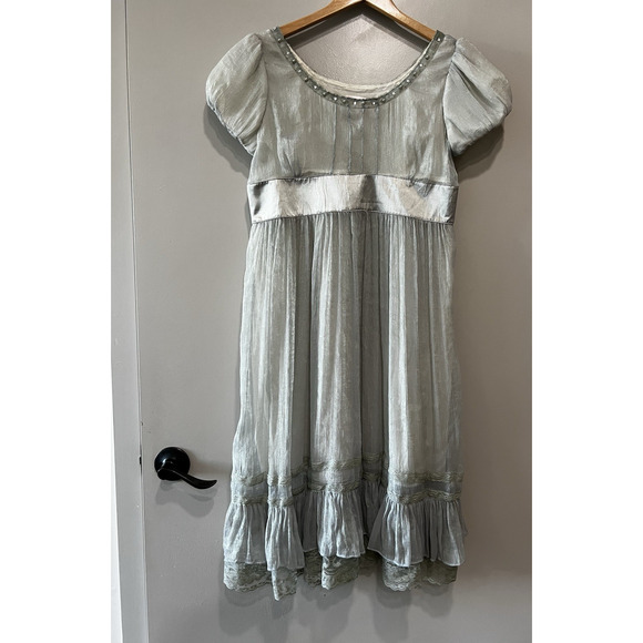 Renaissance Vintage Bridgerton Victorian Midi Dress empire Puff Sleeve XL fits M - Picture 2 of 10